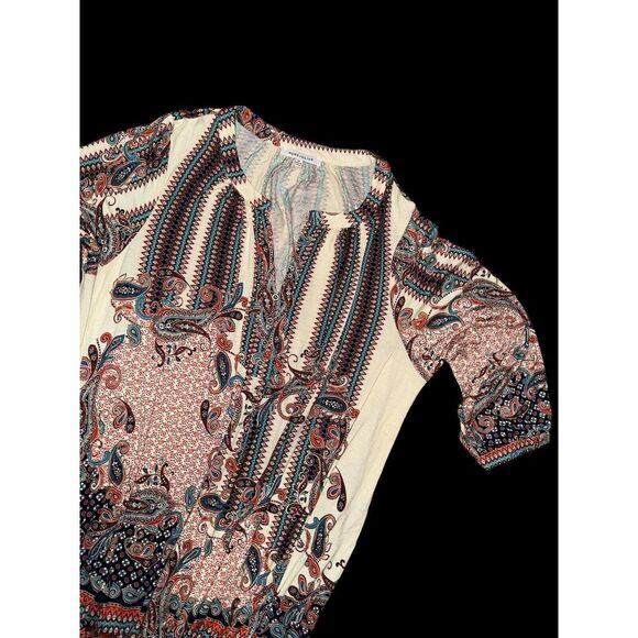 Rose & Olive Tops - Rose + Olive Womens Artsy Paisley 3/4Sleeve‎ Top Size 2X Boho Hippie Blouse